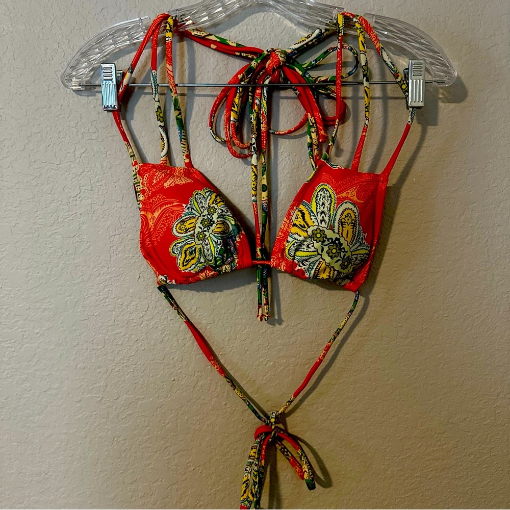 Orange paisley bikini top XL